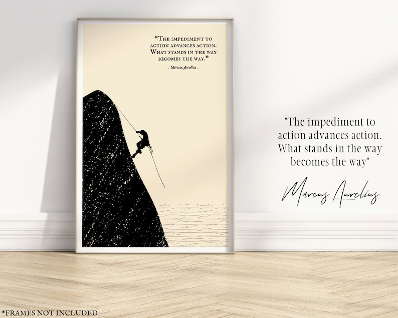 Each vertical poster showcases a profound quote from the likes of roman Emperor Marcus Aurelius and philosopher Seneca, capturing their insightful teachings on resilience, virtue, and the art of living well in famous quotes about Stoic principles.