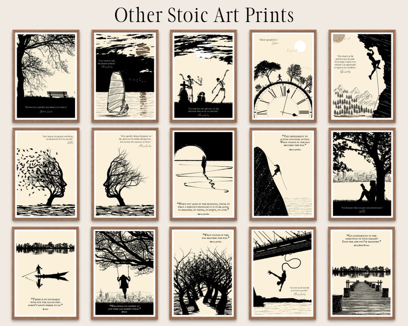 The combination of powerful quotes, thought-provoking illustrations, and elegant design makes this set a perfect gift for anyone intrigued by the art of stoic living, to infuse your surroundings with the timeless wisdom and beauty of Stoicism.