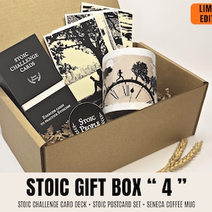Philosophy gift for Stoics, Self Care Package for Her, Surprise Gift Box for Wife on Anniversary, Daily Stoicism Card Set, Sympathy Gift Box