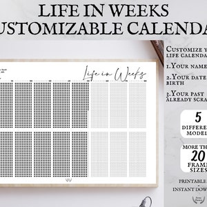 custom life calendar memento mori calendar life in weeks etsy