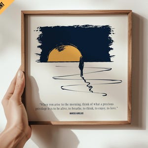 Decorazione murale stoica di Marco Aurelio per la casa e citazione stoica quotidiana, il miglior motto sullo stoicismo come regalo di crescita personale, set di opere d'arte quadrate di grandi dimensioni