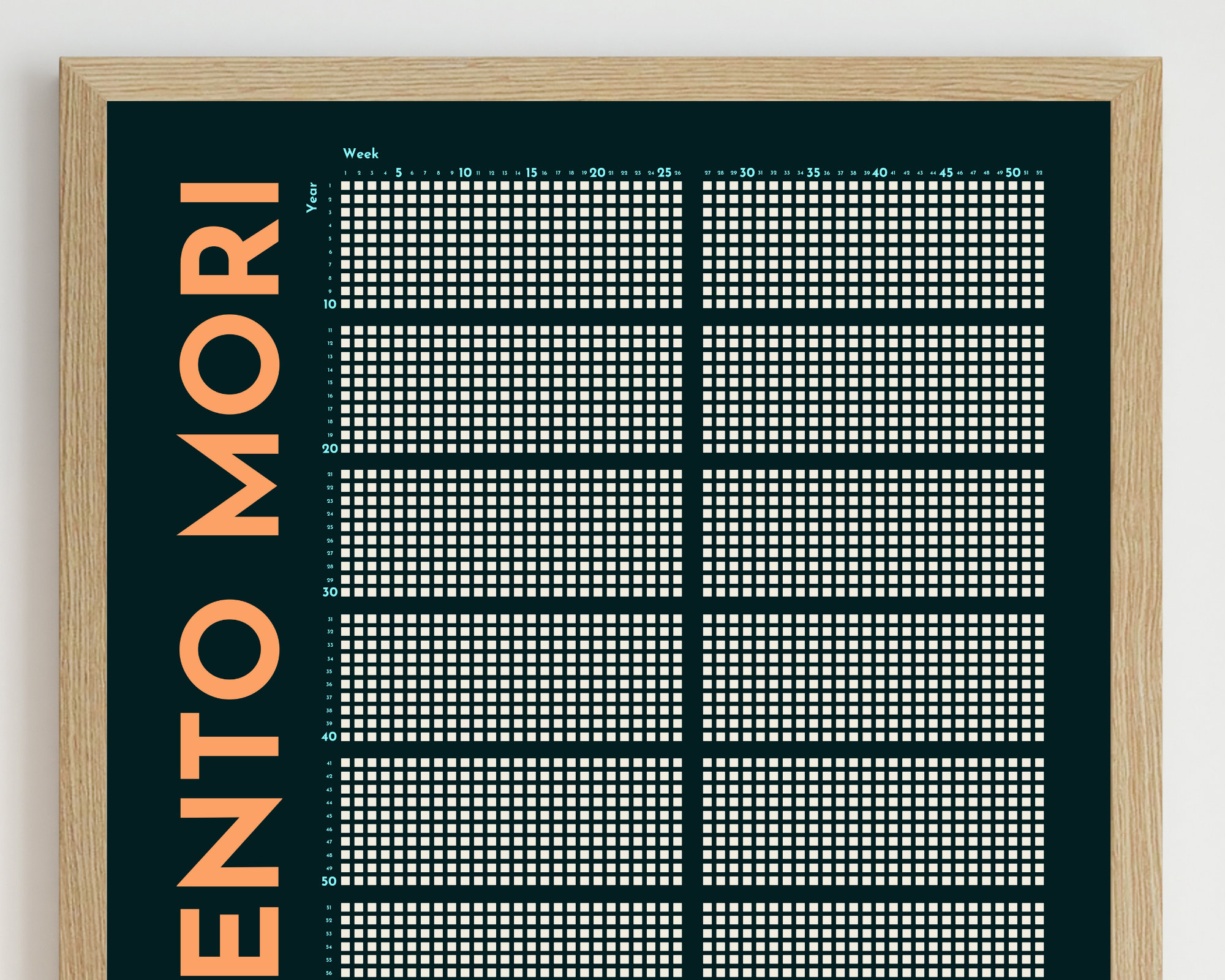Memento Mori, Life Calendar in Weeks, Stoicism Poster, Death Calendar,  Stoic Reflections, Stoicism Gift, Dark Blue Version, Instant Download - Etsy
