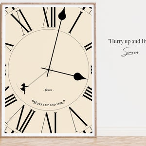 Stoicism Wall Art, Seneca Quote Hurry Up and Live, Inspirational Poster Print, Seneca Print, Stoic Quote Wall Art Gifts for Stoic Reflection