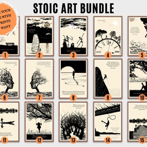 Stoic Art Print Set, Stoic Poster Bundle, Marcus Aurelius Art Print, Stoicism Art Prints, Stoicism Poster Set, Seneca Quote Prints Epictetus