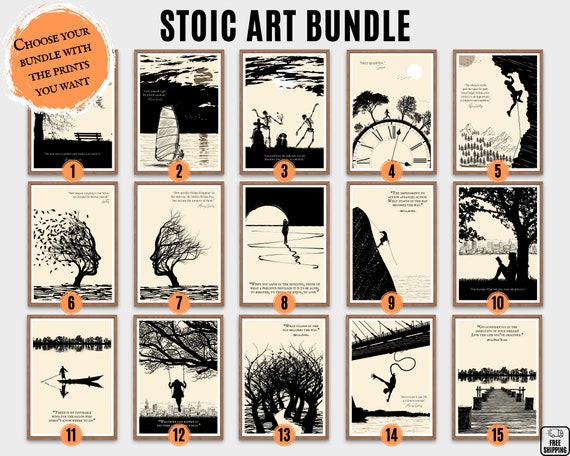 Stoic Art Print Set: Marcus Aurelius, Seneca, Epictetus Poster Bundle
