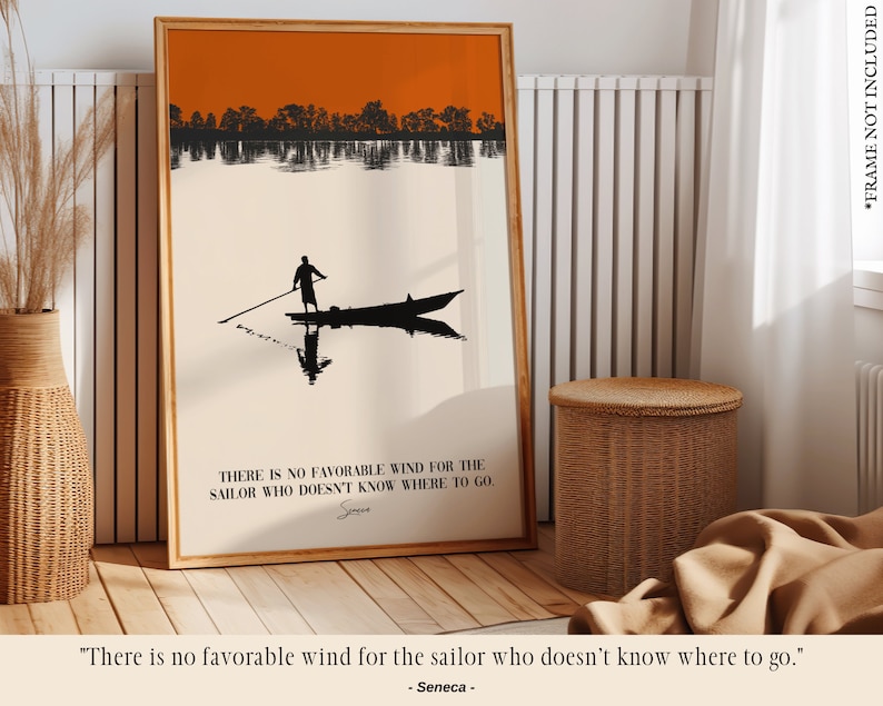 Modern stoic print with an motivational quote by Seneca perfect as a  home decor, room decoration, living room art print or modern decoration for your daily inspiration. Giclée printing quality, high quality paper and physical poster print.