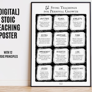 Stoic Principles for the Personal Growth, Stoicism Teachings Poster to take action, Everyday Mindfulness, Stoic Wisdom Print, Self Discovery