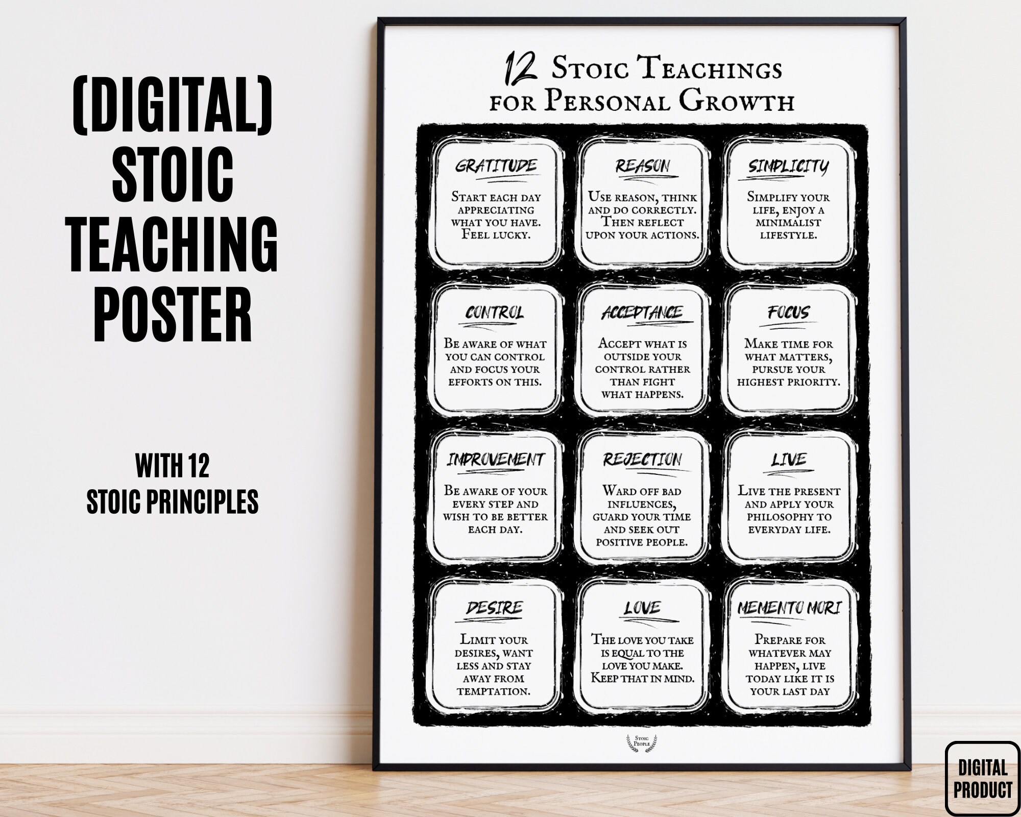 Stoic Principles Design Stoic Principles Poster: Personal Growth Teachings (digital Download ...