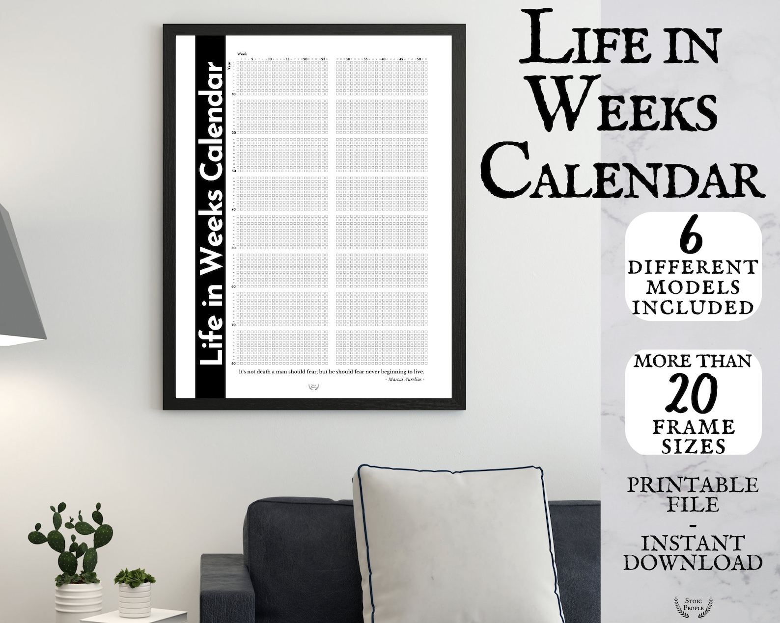 Life Calendar Weeks of my Life Momento Mori Print Life in Etsy