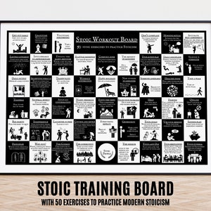 Practical Exercises Stoic Training Poster Print, Stoicism Trainer Guided Stoic Workout on Modern Stoic Philosophy, Mental Health Wellness