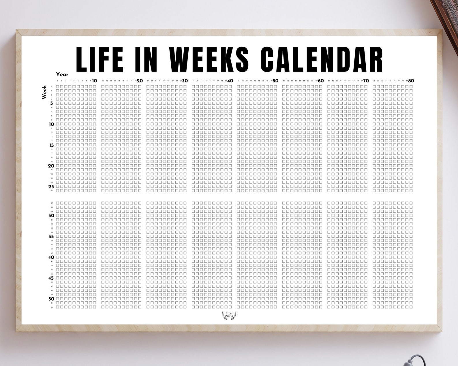 Horizontal Life Calendar Weeks 80 Years In Weeks Calendar Etsy UK