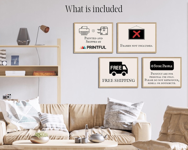 Best Stoic Art Print Bundle Set 3 of Square Posters, Annaeus Seneca