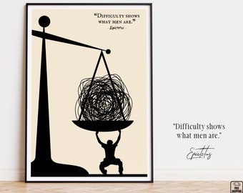 Epictetus Quote Poster: Stoic Philosophy Wall Art, Stoic Virtues, Mental Health
