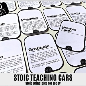 Tarjetas de autoconocimiento, juego de cartas de estoicismo, 20 tarjetas de crecimiento personal, cubierta de tarjetas de reflexión estoica diaria, tarjetas de mentalidad positiva, citas estoicas