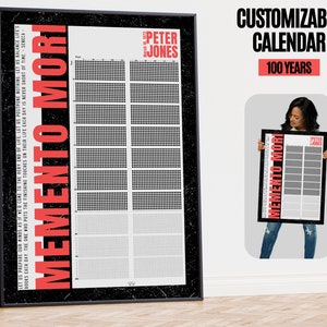 Calendario Memento Mori para personalizar, Calendario 100 años de vida en semanas para personalizar, Calendario estoico de vida y muerte Momento Mori, Estoicismo