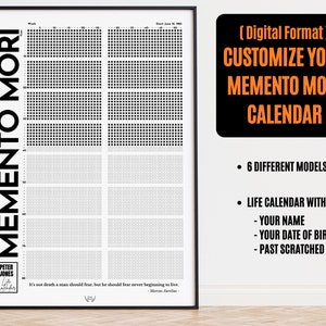 Calendario Memento Mori personalizado La vida en semanas Estoicismo Calendario Memento Mori Impresión en lienzo personalizada Lienzo Memento Mori Decoración de pared estoica