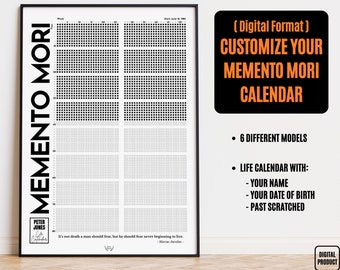 Personalized Memento Mori Calendar Life in Weeks Stoicism Memento Mori Life Calendar Custom Canva Print Memento Mori Canvas Stoic Wall Decor