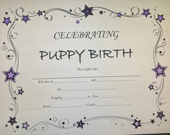 PRINTABLE Puppy Birth Certificate Breeder Birth Forms Gift - Etsy