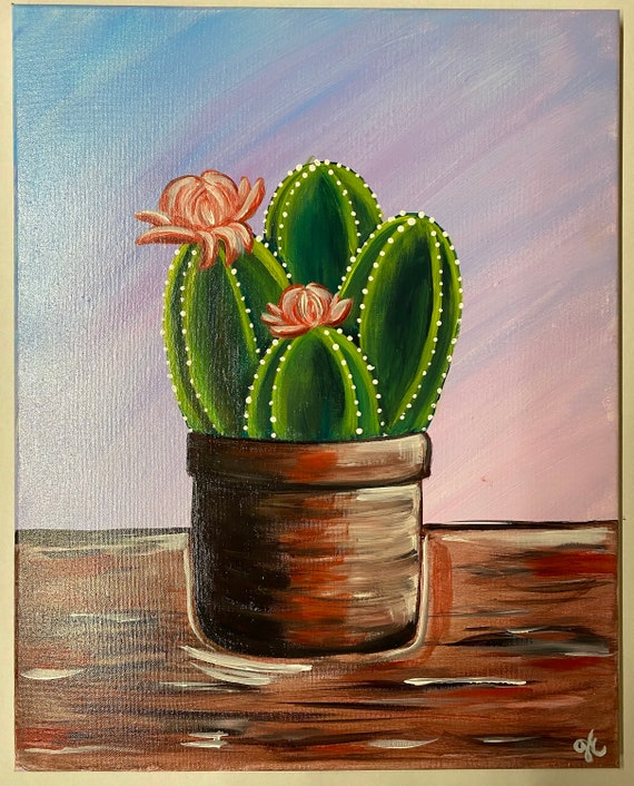 Cactus BLACK CANVAS Painting Kit