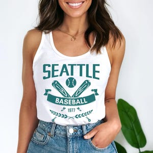 Womens Slim Fit Vintage Style Seattle Baseball Racerback Tank Top, Ladies Sleeveless Top, Gift For Sports Fan, Game Day Outfit