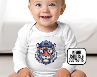 Body bébé Detroit Baseball, T-shirt bébé pour les jours de match, Cadeau garçon et fille pour les fans de sport, Tenue enfant pour les jours de match, Casquette et Lunettes