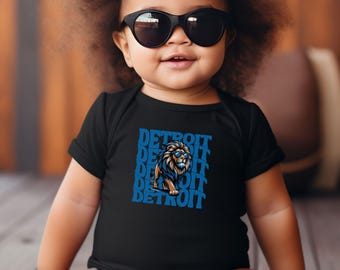 Infant Detroit Football Apparel, Baby Boys & Girls Bodysuits Layettes, Tshirts, Gift For Sports Fan, Kids Gear, Baby Shower, Detroit Echo