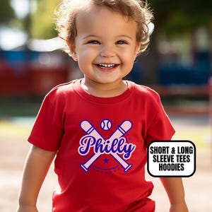Toddler Philadelphia Baseball Apparel, Boys/ Girls Tshirts Hoodies, Gift For Sports Fan, Kids Game Day Gear Outfit, Philly Baseball
