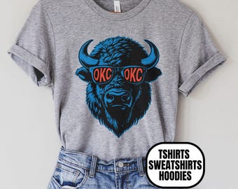 OKC Basketball Unisex Apparel, Mens & Womens T-shirts/Crewneck Sweatshirts/Hoodies, Gift Sports Fan, Game Day Outfit, Mascot OKC Glasses