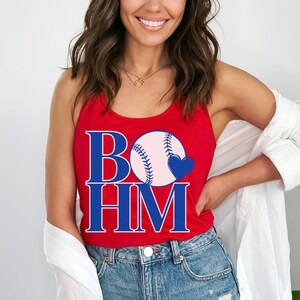Womens Slim Fit Philadelphia Baseball Racerback Tank Top, Ladies Sleeveless Top, Gift For Sports Fan, Game Day Outfit, Bohm Baseball Heart