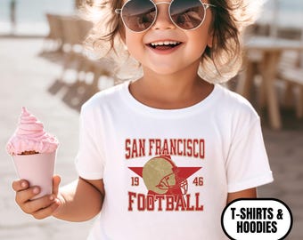 Toddler Distressed Vintage Style San Francisco Football Apparel, Boys/ Girls T-shirts/Hoodies, Kids Gift For Sports Fan