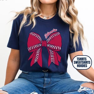 Atlanta Baseball Unisex Apparel, Mens & Womens T-shirts/Crewneck Sweatshirts/Hoodies, Gift for Sports Fan, Coquette Bow