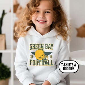 Toddler Distressed Vintage Style Green Bay Football Apparel, Boys & Girls Short/ Long Sleeve, Hoodie, Gift For Sports Fan, Game Day Outfit