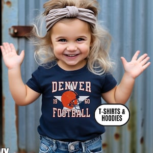 Toddler Distressed Vintage Style Denver Football Apparel, Boys/ Girls Tshirts, Hoodies, Gift For Sports Fan, Kids Game Day Gear Outfit