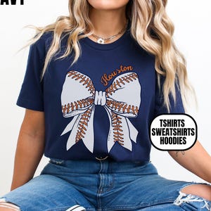 Houston Baseball Unisex Apparel, Mens & Womens Shirts Crewneck Sweatshirts Hoodies, Gift for Sports Fan, Game Day Outfit, Coquette Bow