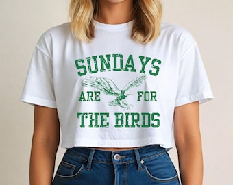 Womens Distressed Crop Philadelphia Football Top, Sports Cropped Tee, Gift For Sports Fan, Ladies Game Day Top, Birds