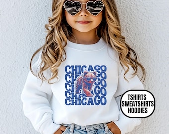 Youth Chicago Baseball Apparel, Boys & Girls Tshirts/Crewneck Sweatshirts/Hoodies, Sports Fan Gift, Kids Game Day Outfit, Echo Glasses
