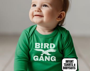 Infant Distressed Philadelphia Football Apparel, Baby Boys & Girls Bodysuits, Tshirts, Gift For Sports Fan, Kids Game Day Outift, Bird Gang