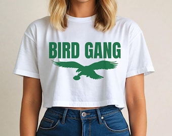 Womens Crop Philadelphia Football Top, Sports Cropped Tee, Gift For Sports Fan, Ladies Game Day Outfit, Bird Gang