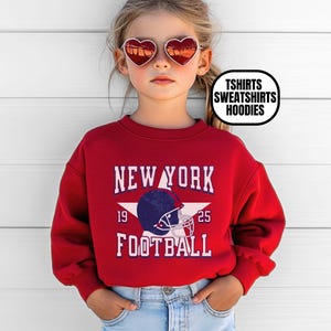 Youth Distressed Vintage Style New York Football Apparel, Boys & Girls Tee Crewneck Sweatshirts Hoodies, Sports Fan Gift, Kids Game Day Gear