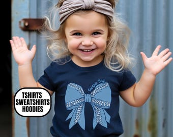 Toddler Tampa Bay Baseball Apparel, Boys & Girls T-Shirts/Sweatshirts/Hoodies, Kids Sports Fan Gift, Coquette Bow