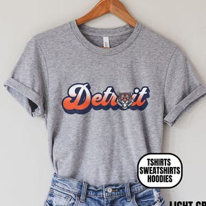 Distressed Detroit Baseball Unisex Apparel, T-shirts/Crewneck Sweatshirts/Hoodies, Sports Fan Gift, Game Day Outfit, Cursive Ombre