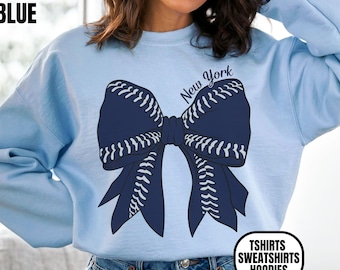 New York Baseball Unisex Apparel, NYY T-shirts/Crewneck Sweatshirts/Hoodies, Gift for Sports Fan, Game Day Outfit, Coquette Bow