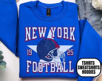 Distressed Vintage Style New York Football Apparel, T-shirt Crewneck Sweatshirt Hoodie, Mens & Womens Gift For Sports Fan, Game Day Outfit