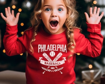 Toddler Vintage Style Philadelphia Baseball Apparel, Boys/ Girls Long & Short Sleeve Tees Hoodies, Gift For Sports Fan, Kids Game Day Outfit