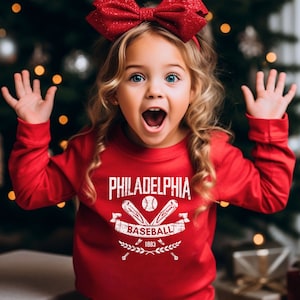 Toddler Vintage Style Philadelphia Baseball Apparel, Boys/ Girls Long & Short Sleeve Tees Hoodies, Gift For Sports Fan, Kids Game Day Outfit