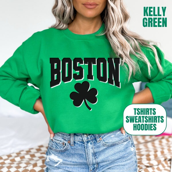 Boston Basketball T-shirt Crewneck Sweatshirt Hoodie, Mens & Womens Apparel, Gift For Sports Fan, Game Day Gear Outfit, Boston Shamrock
