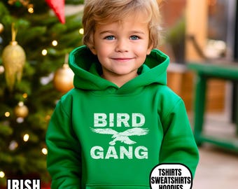 Youth Distressed Philadelphia Football Apparel, Boys & Girls Tees, Sweatshirts, Hoodies, Gift For Sports Fan, Kids GameDay Gear, Bird Gang