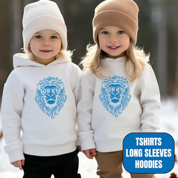 Toddler Detroit Football Lion Glasses Hoodie, Kids All Grit Long Sleeve Shirt, Boys & Girls Detroit Football Tshirt, Gift For Sports Fan