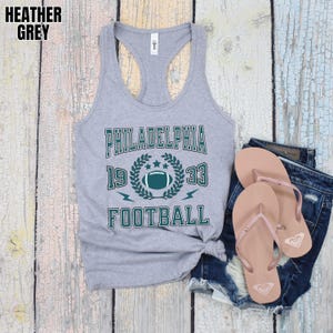 Womens Slim Fit Vintage Style Philadelphia Football Tank Top, Ladies Racerback Sleeveless Shirt, Gift For Philly Sports Fan, Game Day Outfit