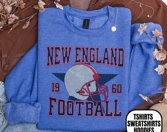 Vintage Style Distressed New England Football Apparel, Mens & Womens T-shirt, Crewneck Sweatshirt, Hoodie, Gift For Sports Fan, Game Outfit